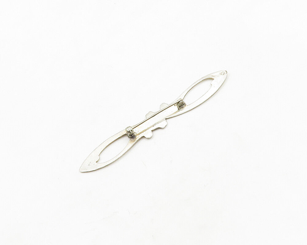 925 Sterling Silver Vintage Antique Floral Infinity Twist Brooch Pin BP7595