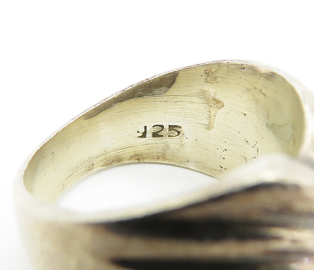 MEXICO 925 Sterling Silver Vintage Dark Tone Etched Band Ring Sz 7.5 RG4394