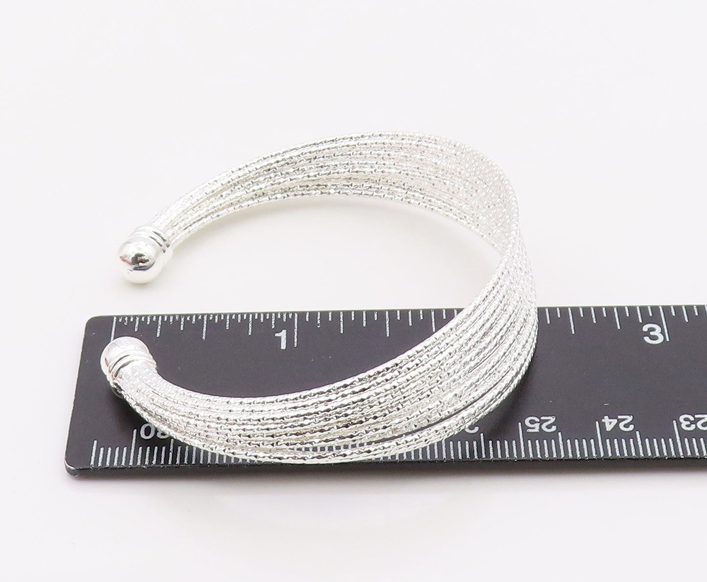 925 Sterling Silver Vintage Bracelet Minimalist Multi Strand Open Cuff BT12135