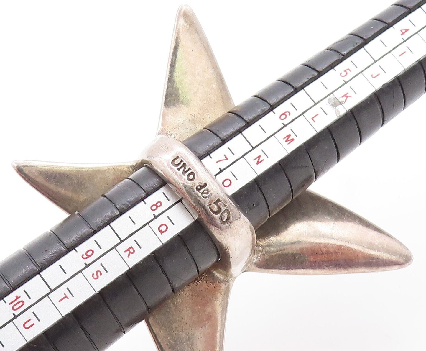 925 Sterling Silver Vintage Ring UNO DE 50 Designer Mystic Topaz Sz 8 RG31314