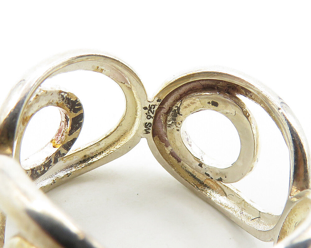 925 Sterling Silver Vintage Shiny Open Oval Design Band Ring Sz 7.5 RG17744