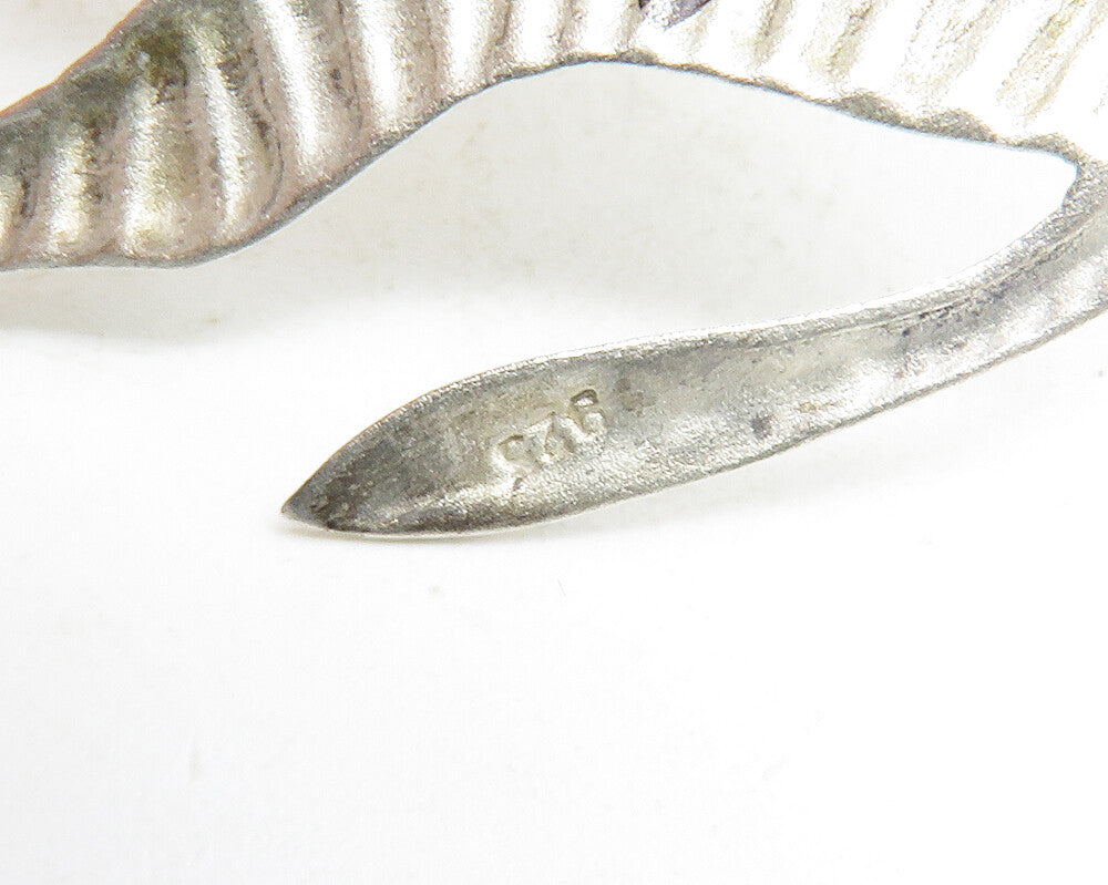 925 Sterling Silver Vintage Shiny Walking Zebra Animal Brooch Pin BP4761