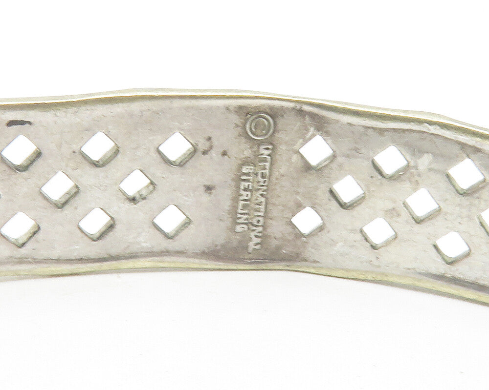 INTERNATIONAL STERLING 925 Silver Vintage Basket Weave Cuff Bracelet BT4766