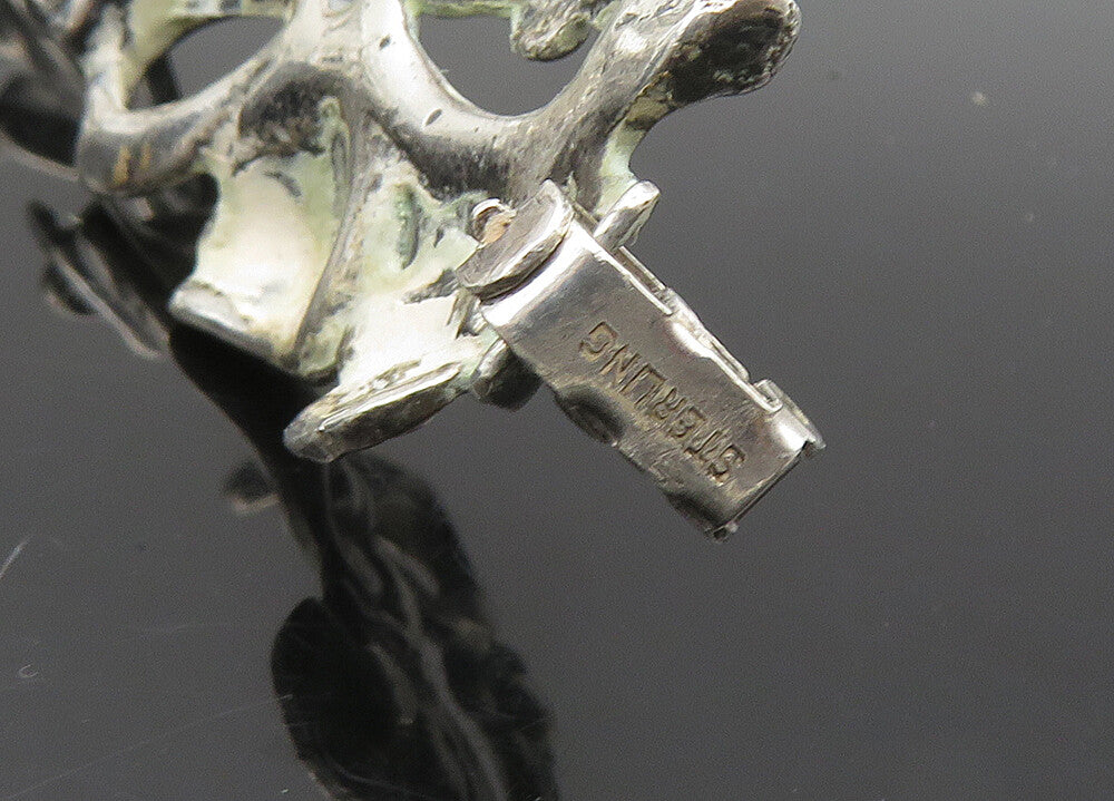925 Sterling Silver Vintage Floral Bow Tied Ribbon Chain Bracelet BT8333