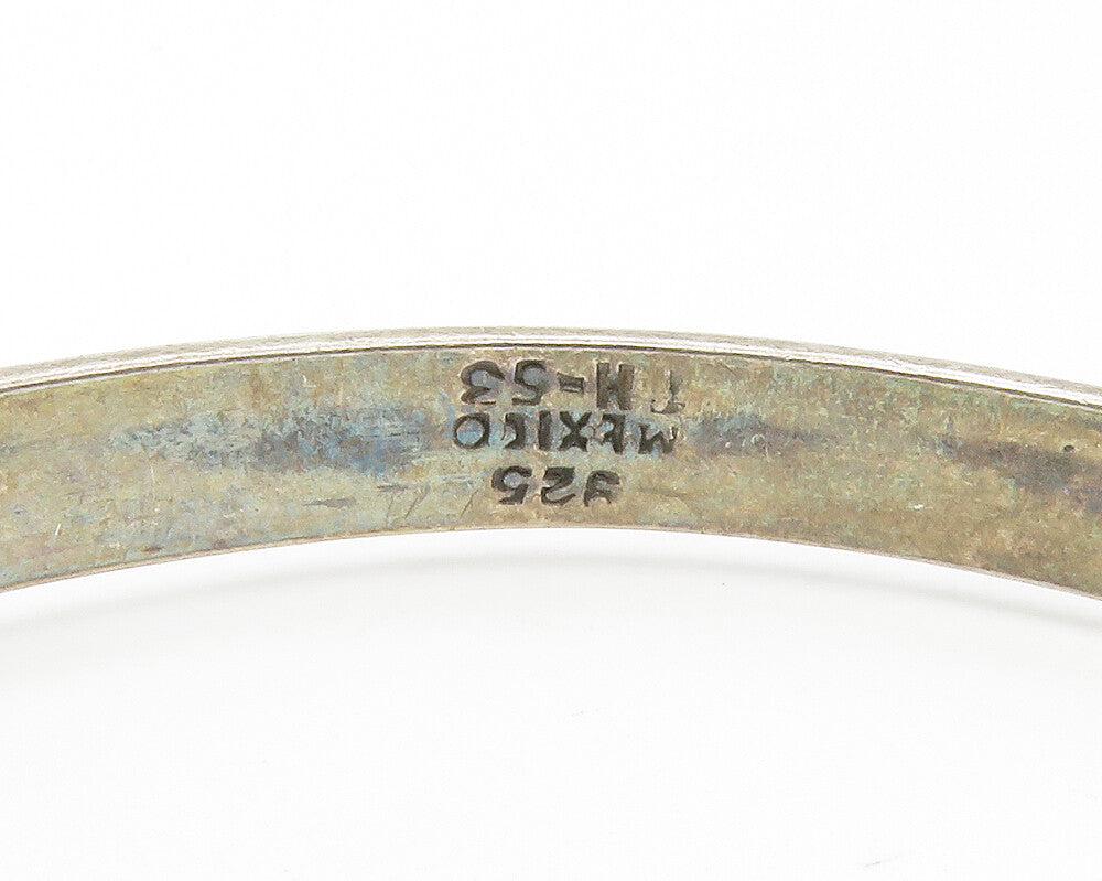 MEXICO 925 Sterling Silver Vintage Etched Pattern Bangle Bracelet BT5656