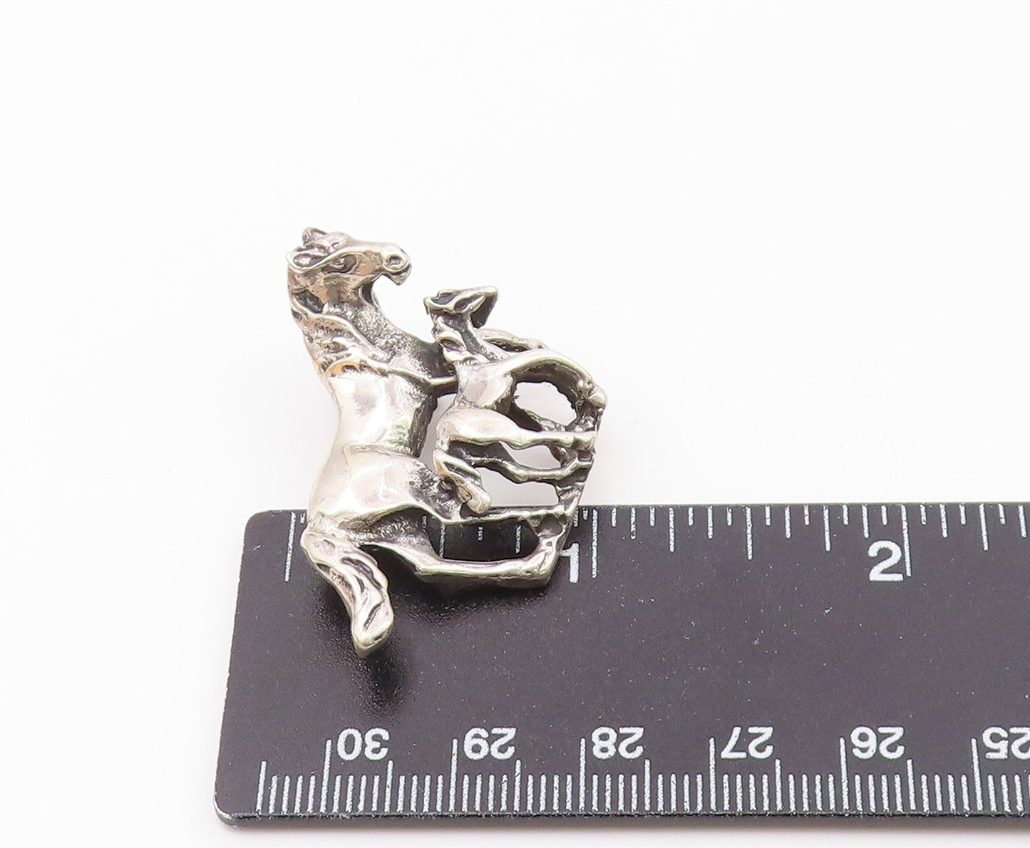 925 Sterling Silver Vintage Carved Horse Mom With Baby Horse Brooch Pin BP9832