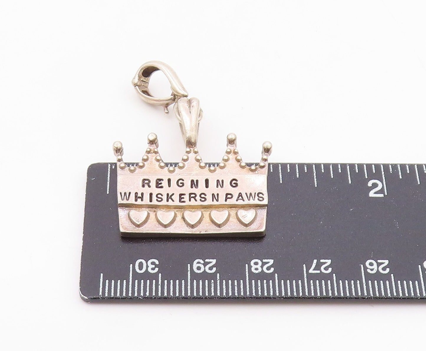 SILVER BONES 925 Silver Vintage Reigning Whiskers Crown Pendant PT19850