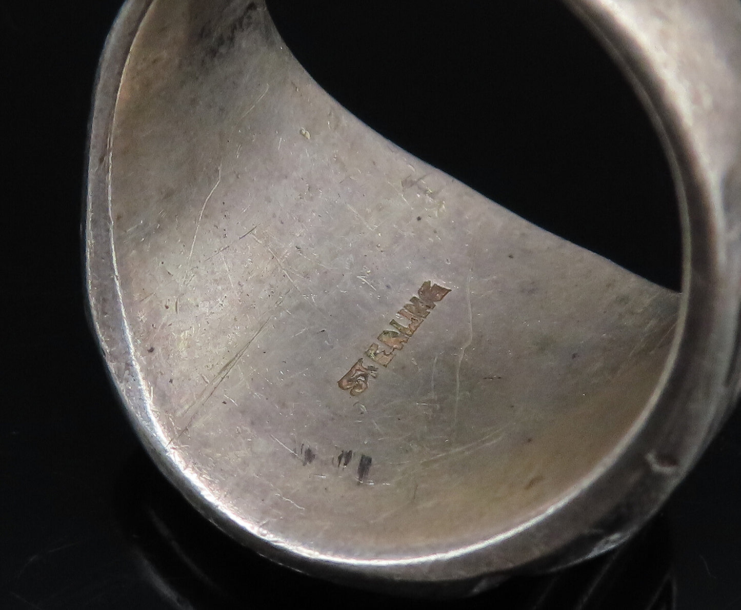 925 Silver Vintage Antique Enamel Abraham Lincoln JHS Ring Sz 8 RG25833