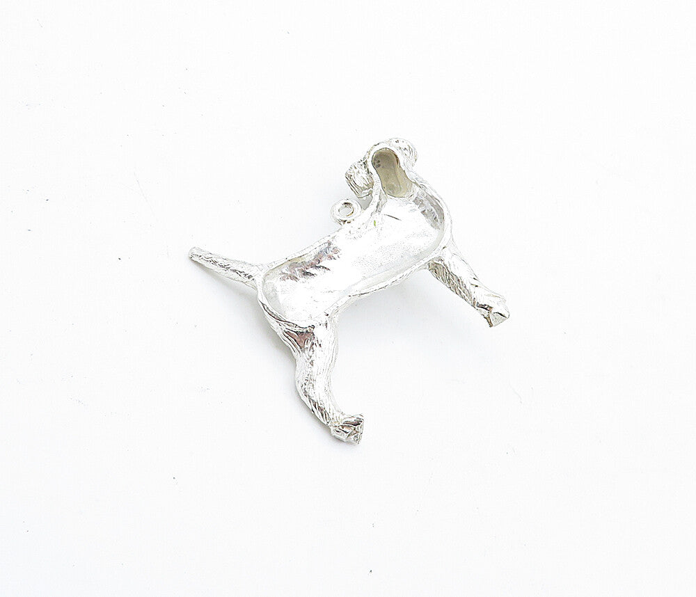 925 Sterling Silver Vintage Shiny Etched Standing Dog Motif Pendant PT3493