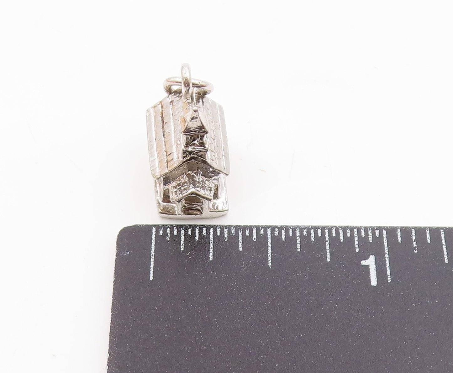 FELCHCRAFT 925 Silver Vintage Sculpted Church Motif Charm Pendant PT20189