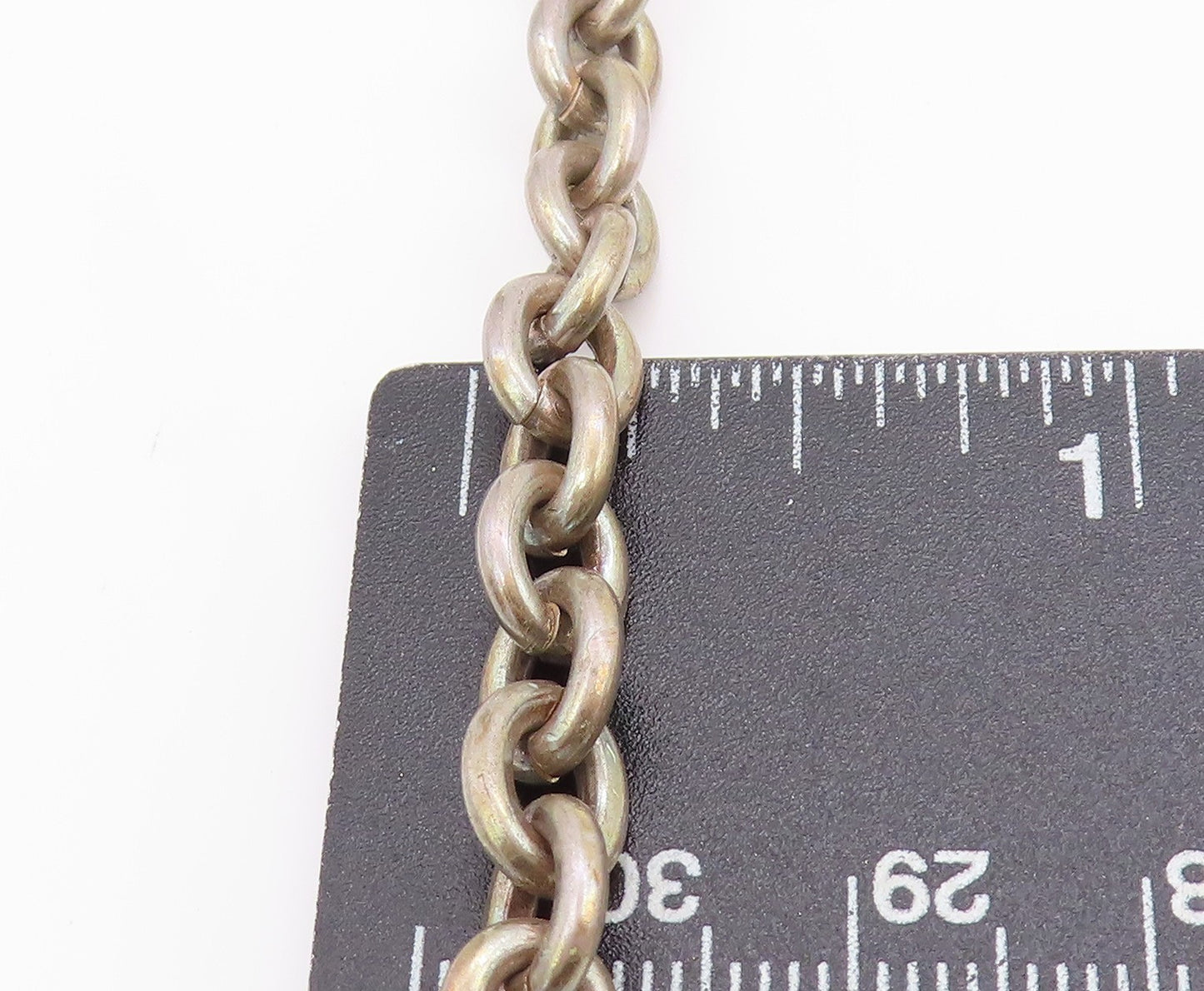 925 Sterling Silver Vintage Necklace Toggle Clasp Spherical Bead Chain NE4678