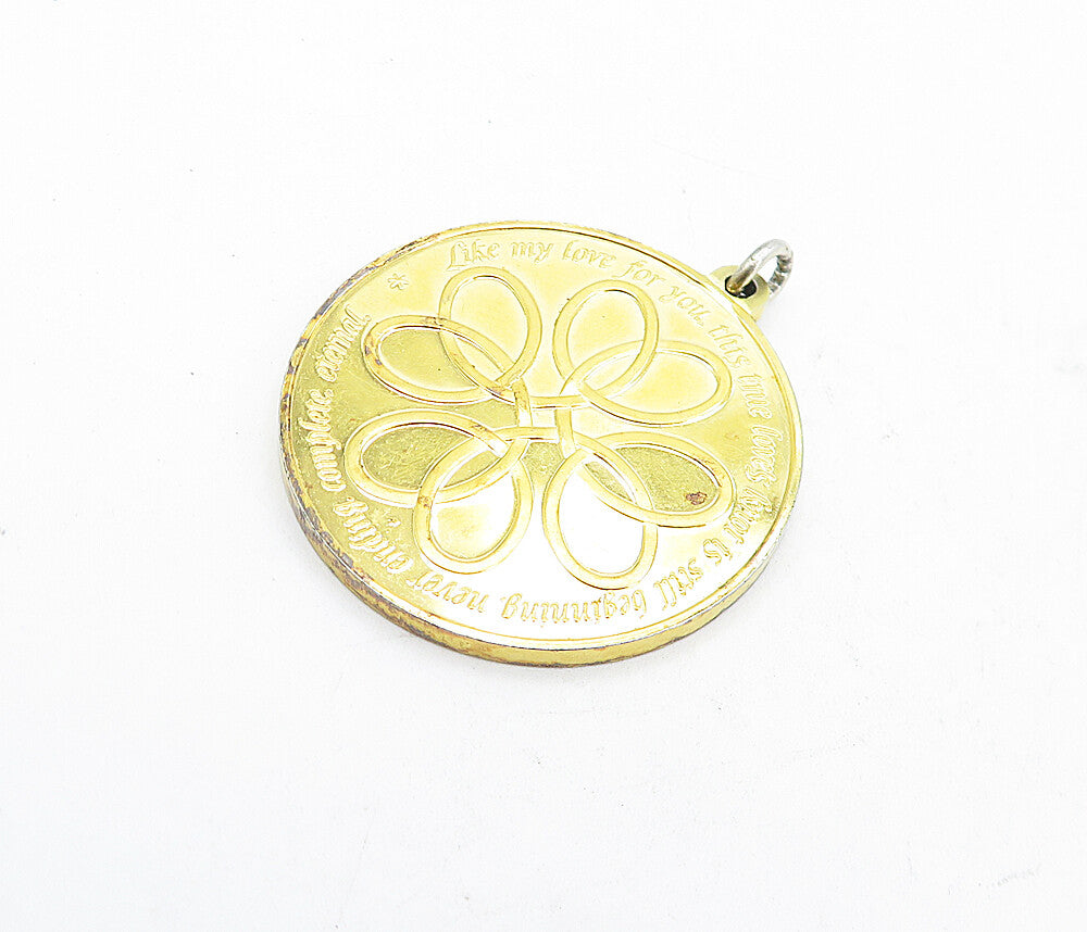 925 Sterling Silver Vintage Gold Plated True Love Knot Quote Pendant PT3758