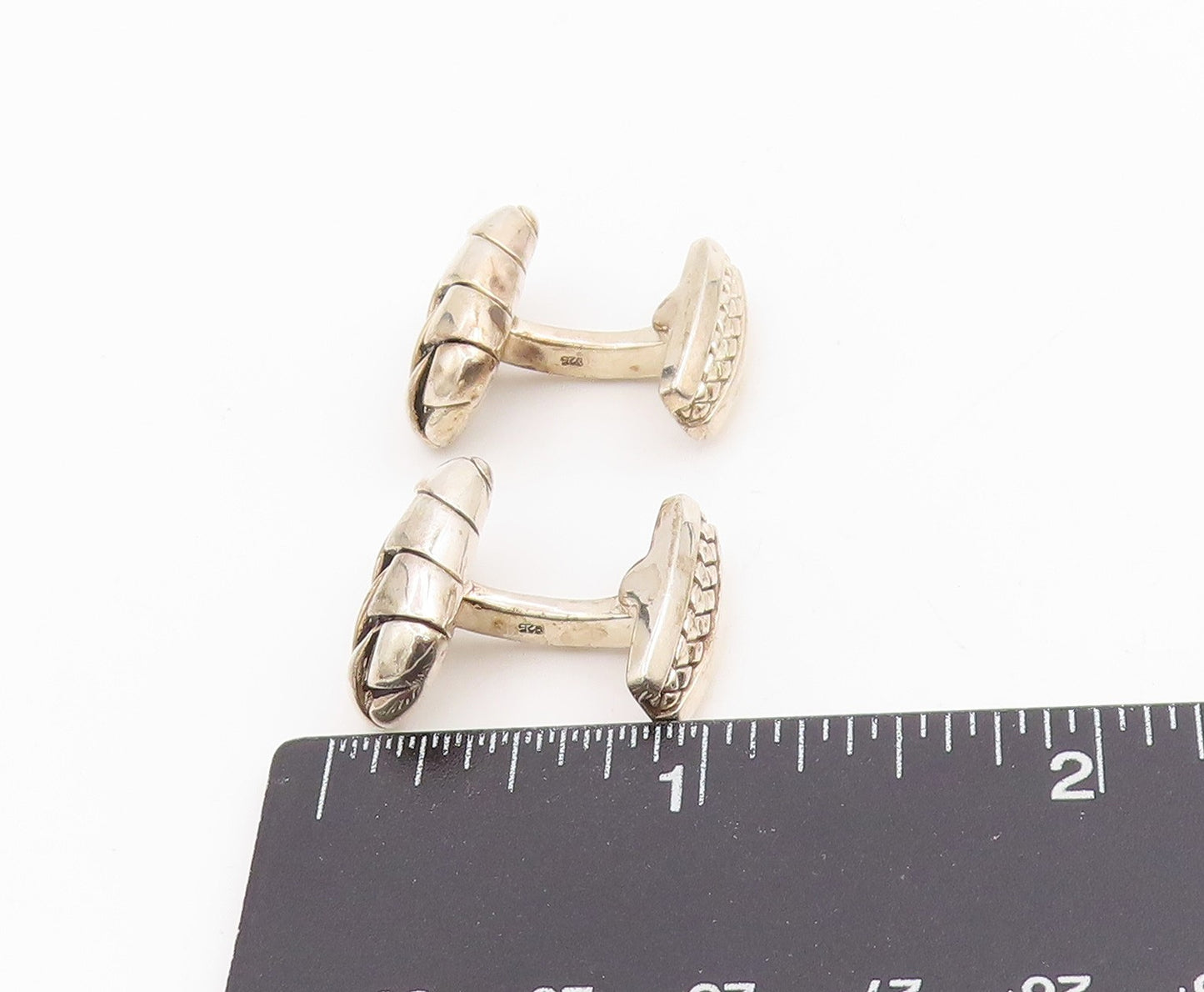925 Sterling Silver Vintage Cuff Links SCOTT KAY Solid Domed Basket Weave TR4051