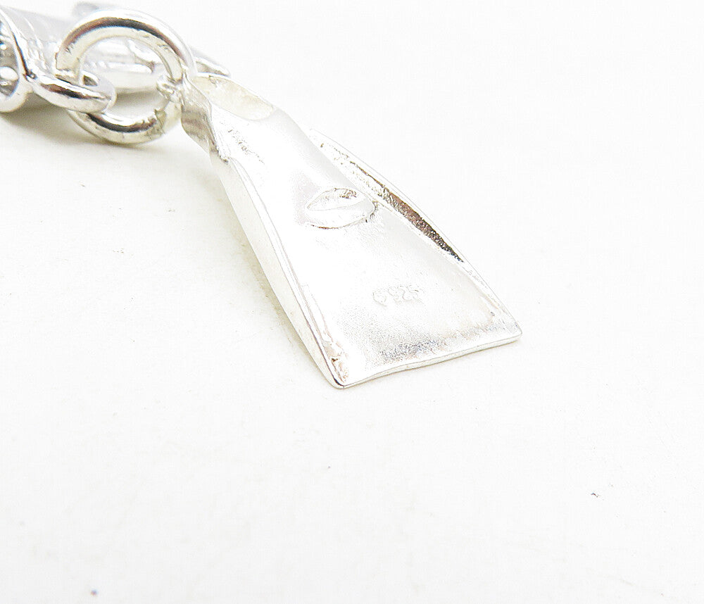 925 Sterling Silver Vintage Petite Shiny Ice Skate & Flipper Pendant PT6682