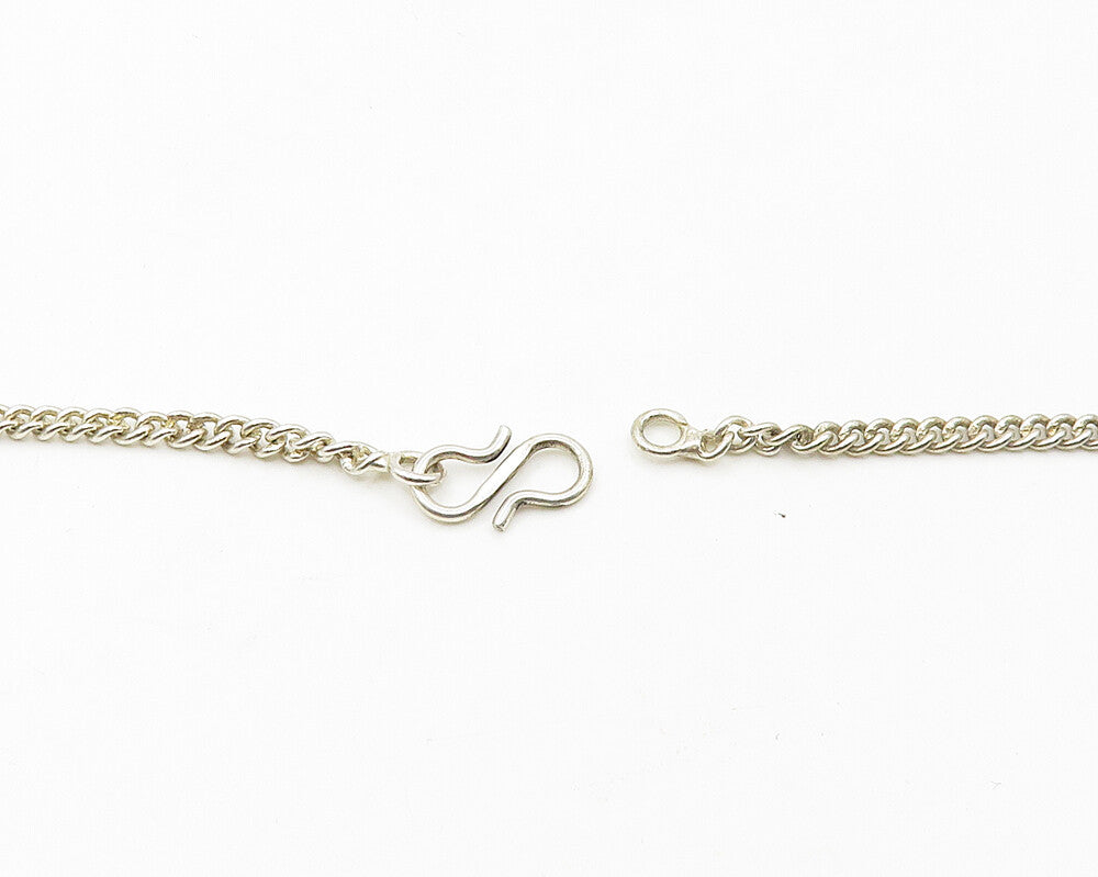 925 Sterling Silver Vintage Amethyst Twist Petite Curb Chain Necklace NE3061