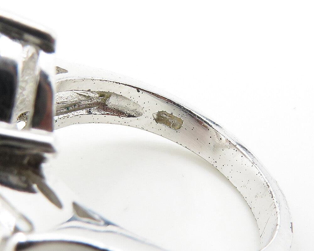 925 Sterling Silver Sparkling Cubic Zirconia Cocktail Ring Sz 8 RG18550