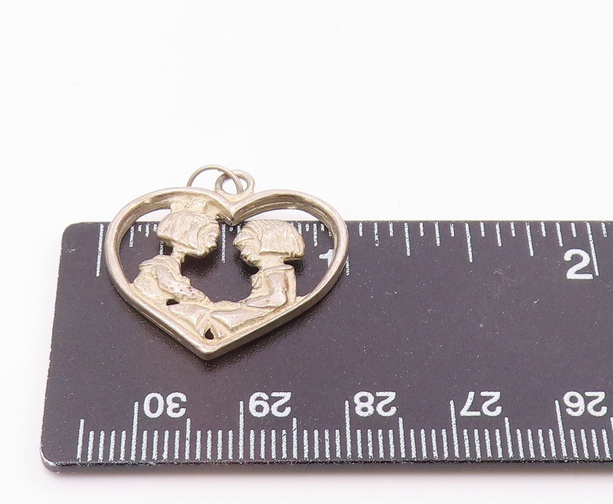 MARY ENGELBREIT 925 Silver Vintage Mother & Daughter Heart Pendant PT21820