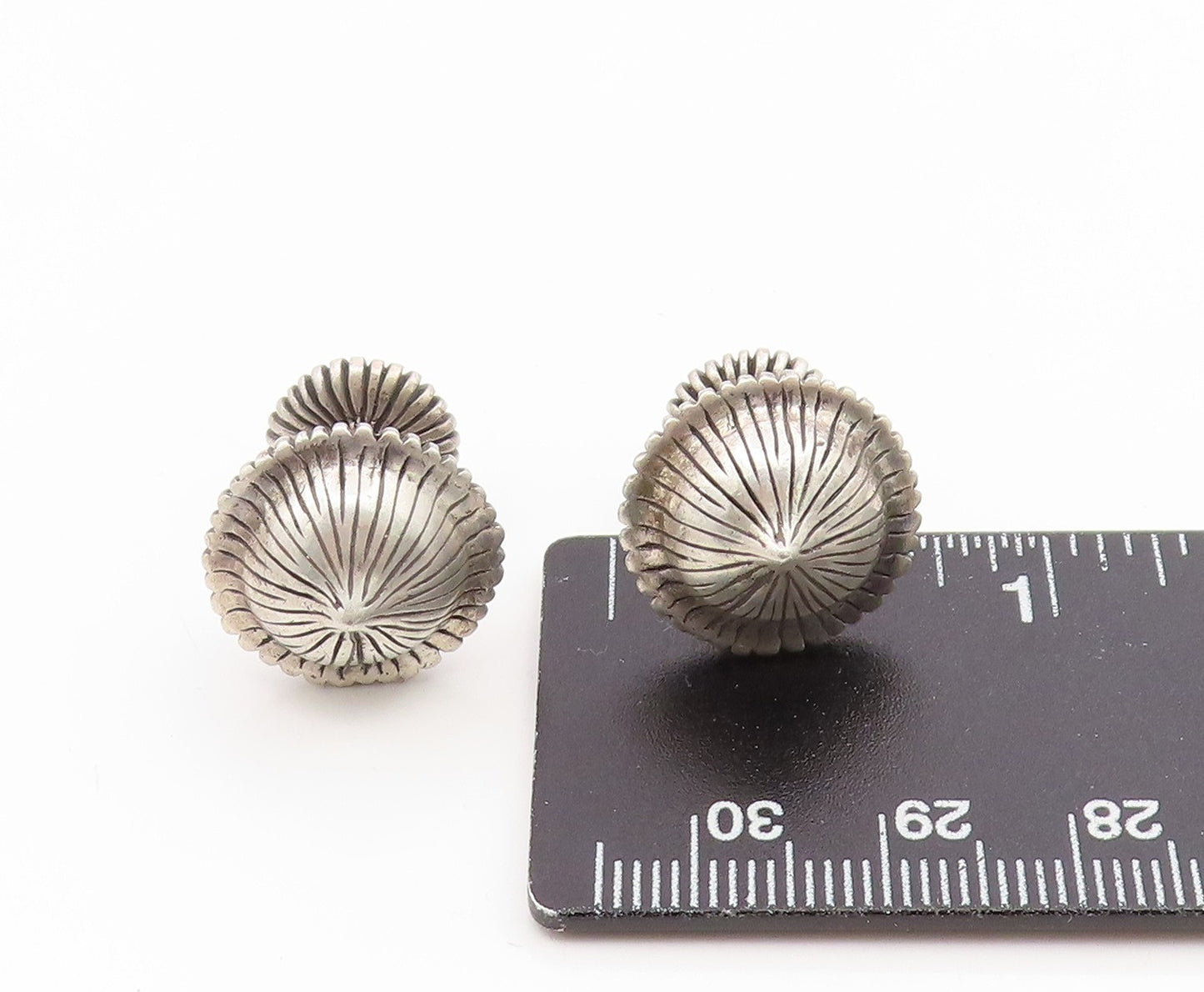 925 Sterling Silver Vintage Cufflinks GISELLE MINOLI Etched Fluted Dome TR4206