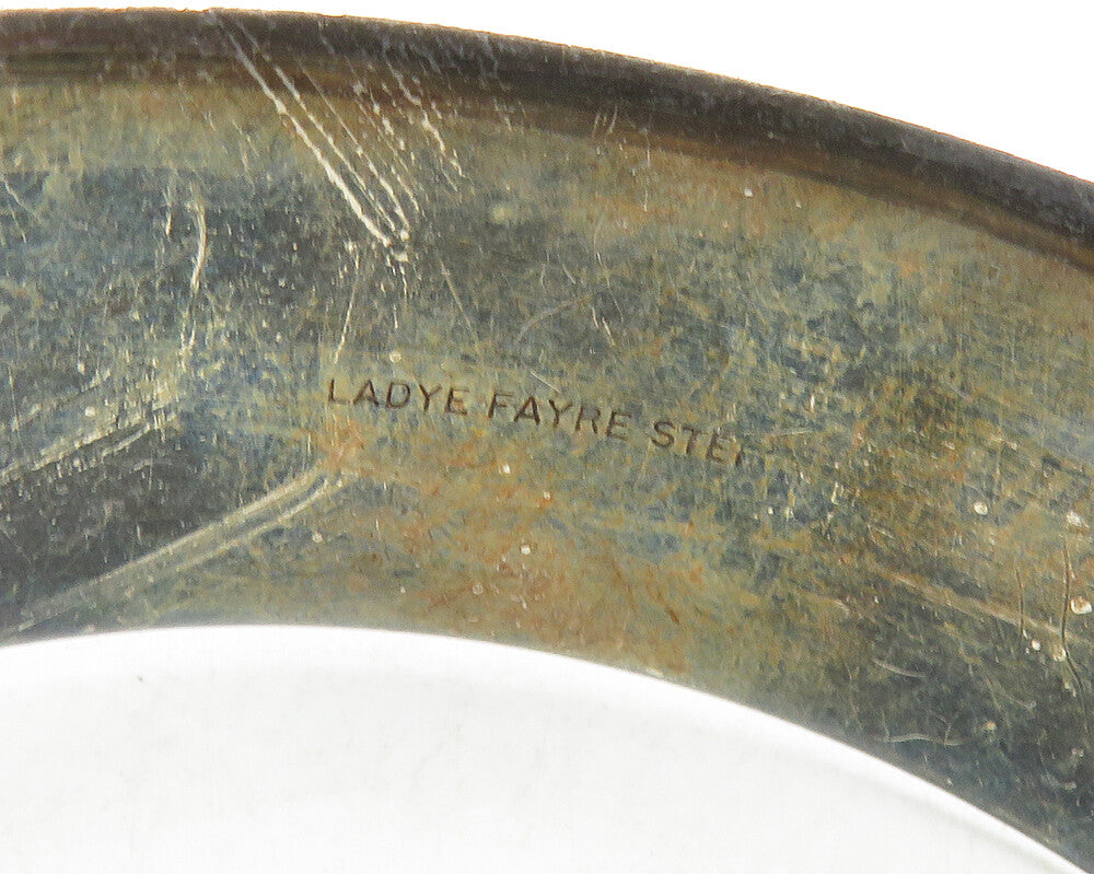 LADGE FAYRE 925 Silver Vintage Oxidized Floral Vine Bangle Bracelet BT4317