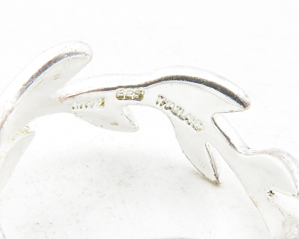 925 Sterling Silver Shiny Floral Vine Motif Round Band Ring Sz 5 RG12291