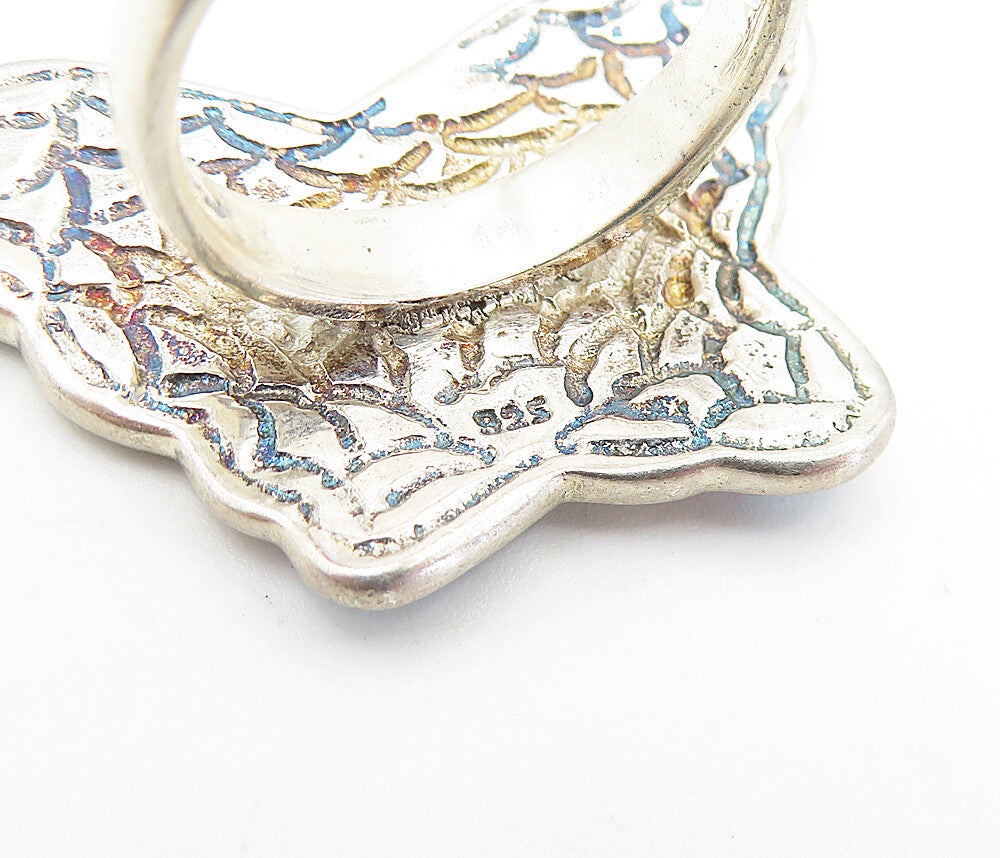 925 Silver Vintage Mother Of Pearl Butterfly Cocktail Ring Sz 6.5 RG7721