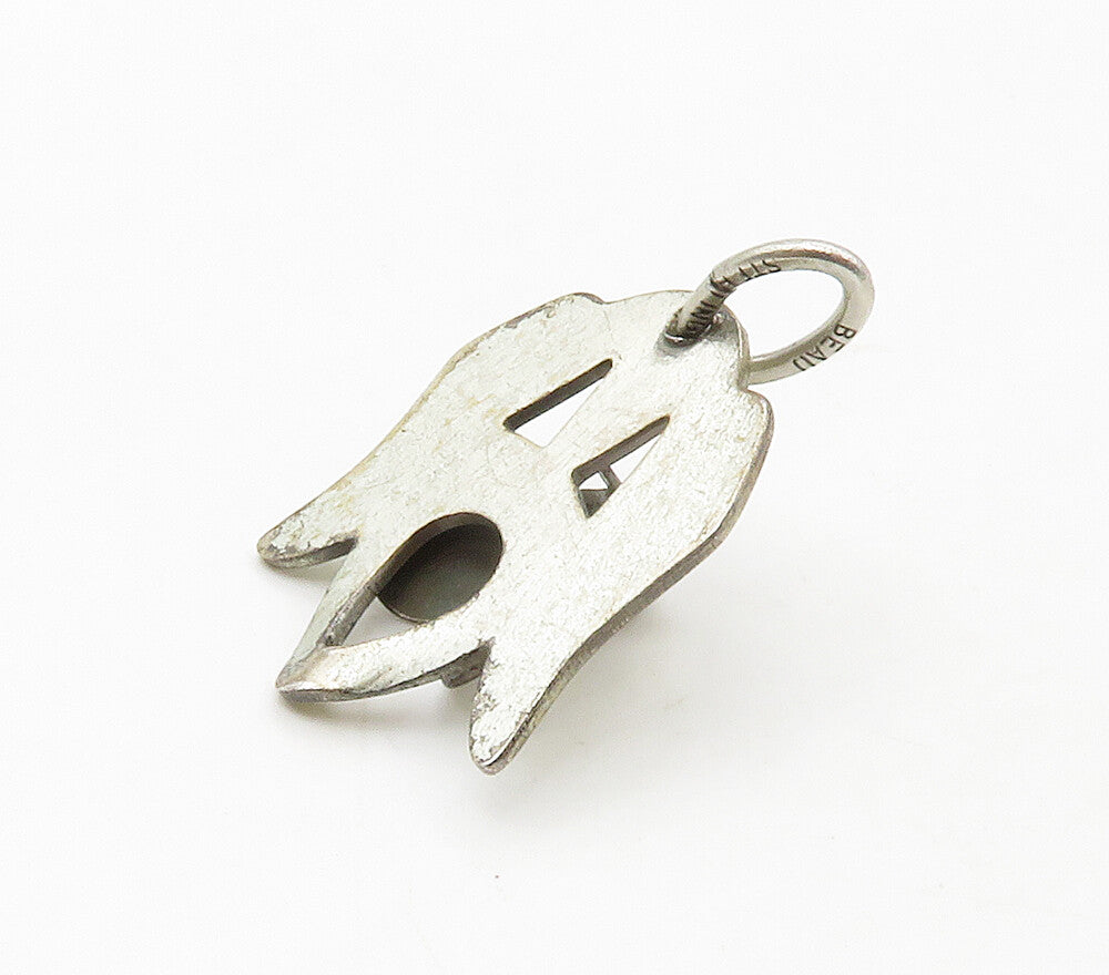 BEAU 925 Sterling Silver Vintage Modernist Dog Face Motif Pendant PT13192