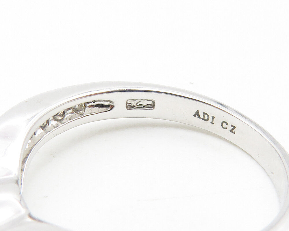 925 Sterling Silver Petite White Topaz Shiny Band Ring Sz 7 RG10270