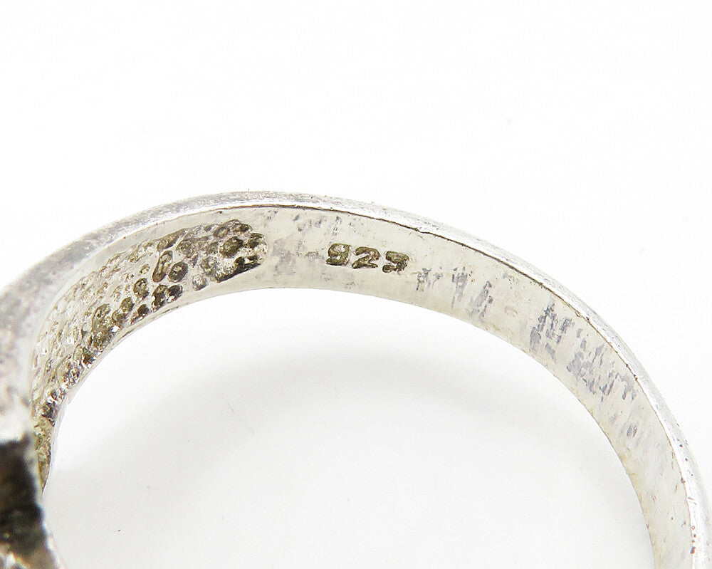 925 Sterling Silver Vintage Shiny Etched Detail Bypass Ring Sz 7 RG19244