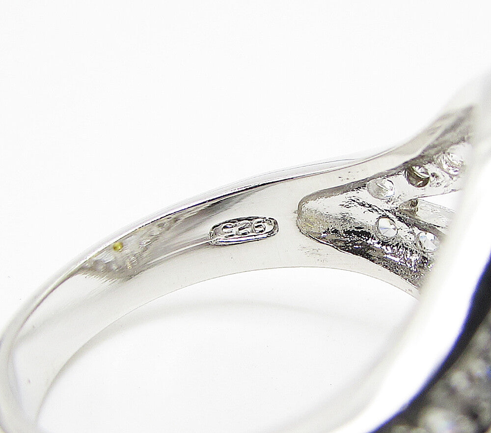 925 Silver Yellow Topaz & White Cubic Zirconia Floral Band Ring Sz 7 RG3420