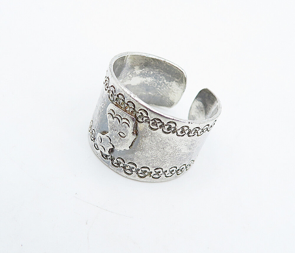 925 Sterling Silver Vintage Woman Profile Tapered Band Ring Sz 9 RG4862