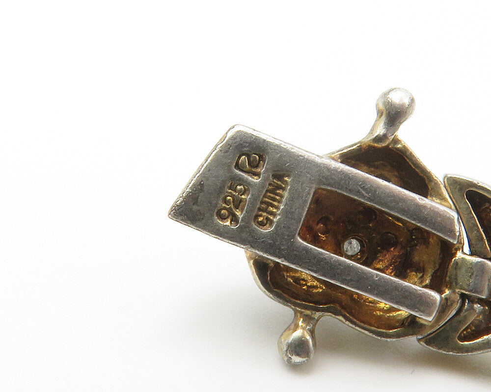 925 Sterling Silver Vintage Genuine Diamonds XO Heart Chain Bracelet BT5648