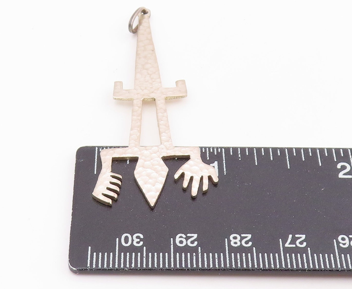 925 Sterling Silver Vintage Pendant PERU Hammered Lizard Cutout Figure PT26068