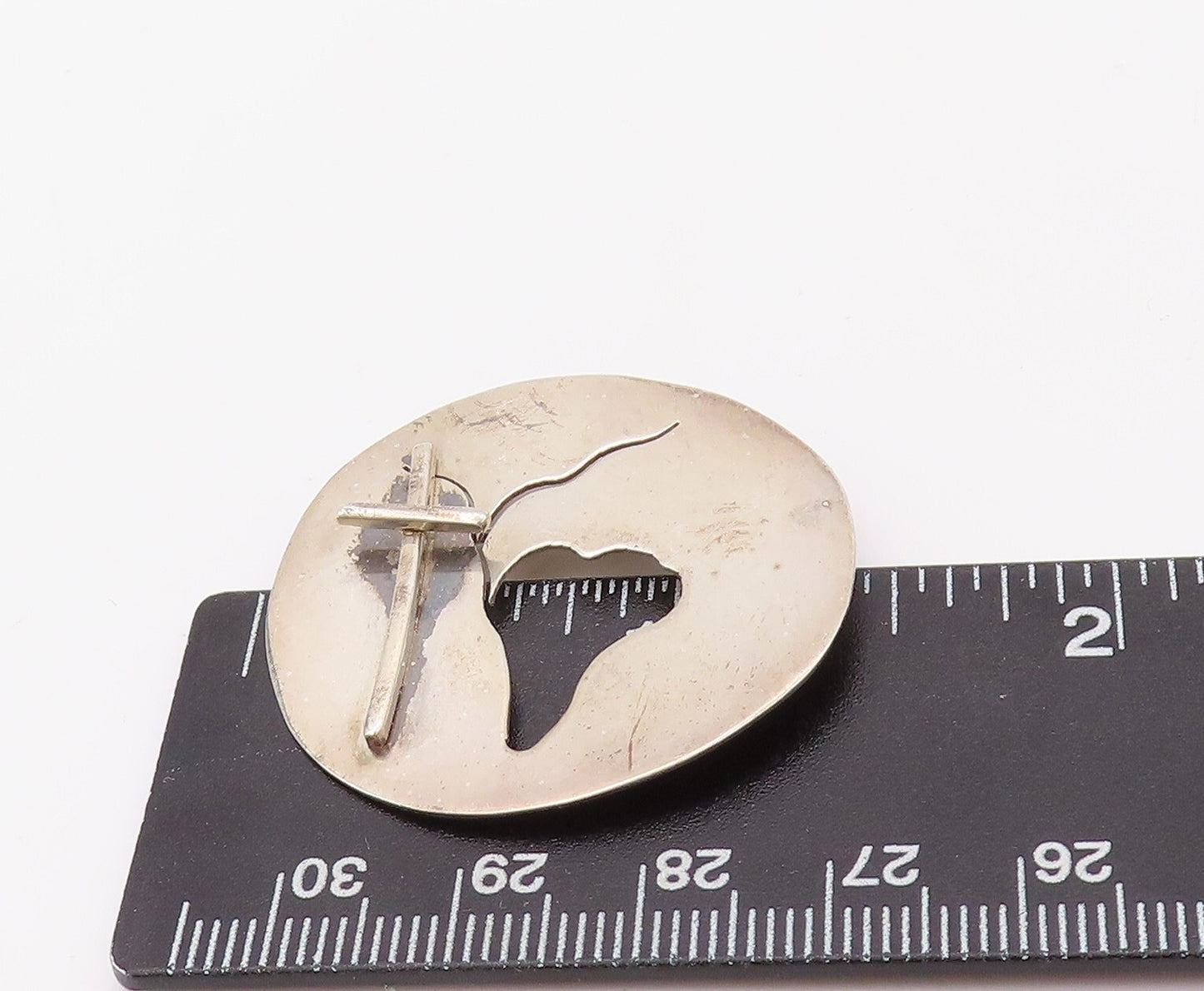 925 Sterling Silver Vintage Brooch Pin Modernist Cutout Cross BP11180