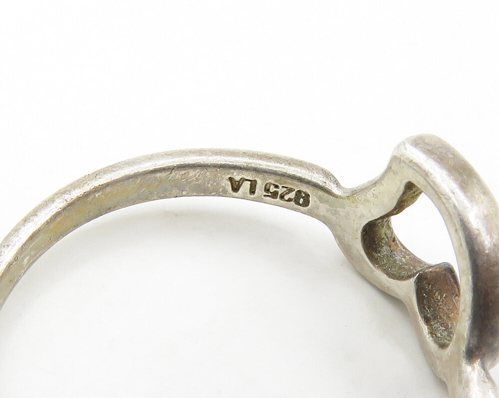 925 Sterling Silver Vintage Open Love Heart Smooth Band Ring Sz 8.5 RG19233