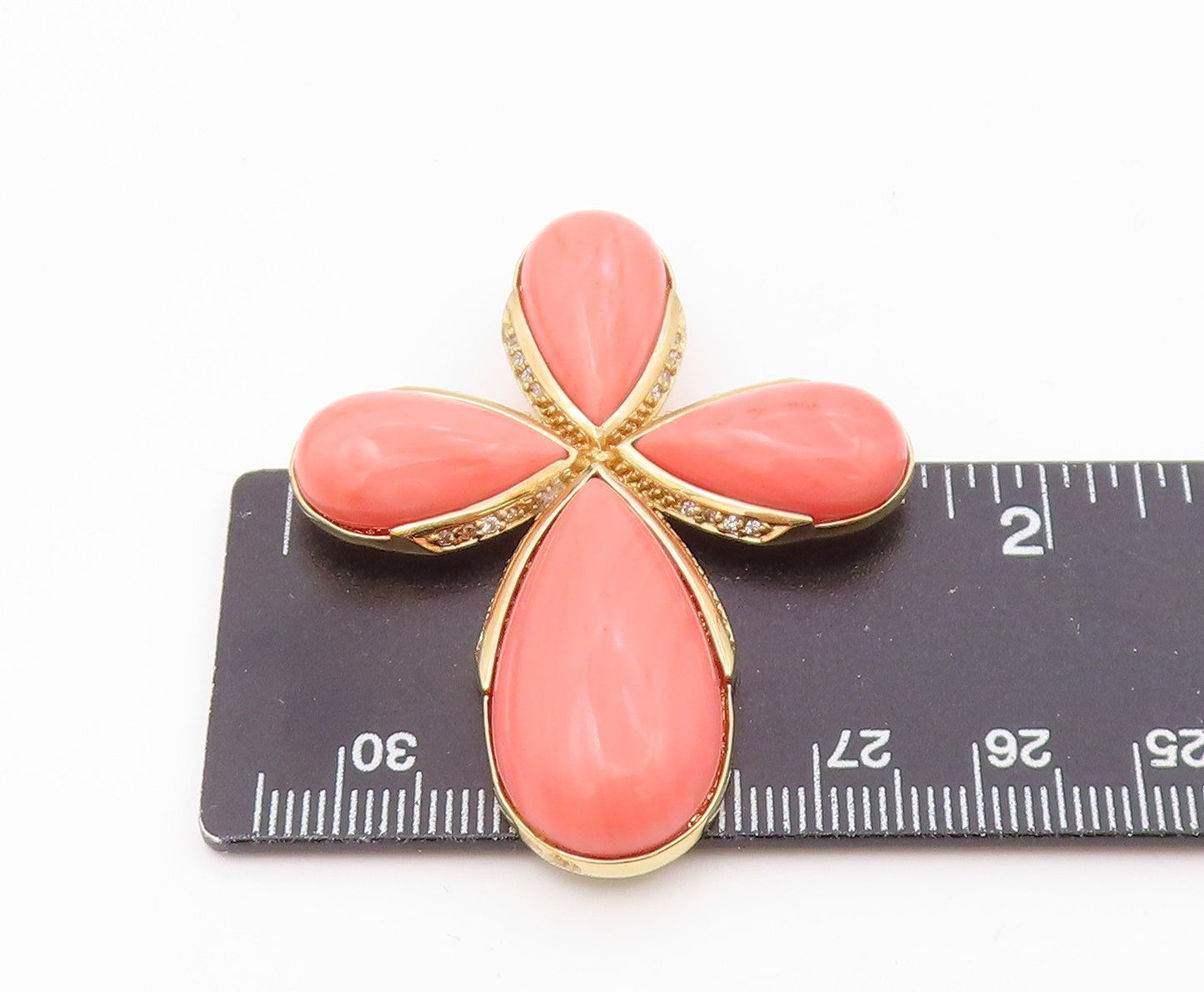 925 Sterling Silver Rhodochrosite & Topaz Religious Cross Pendant PT14354