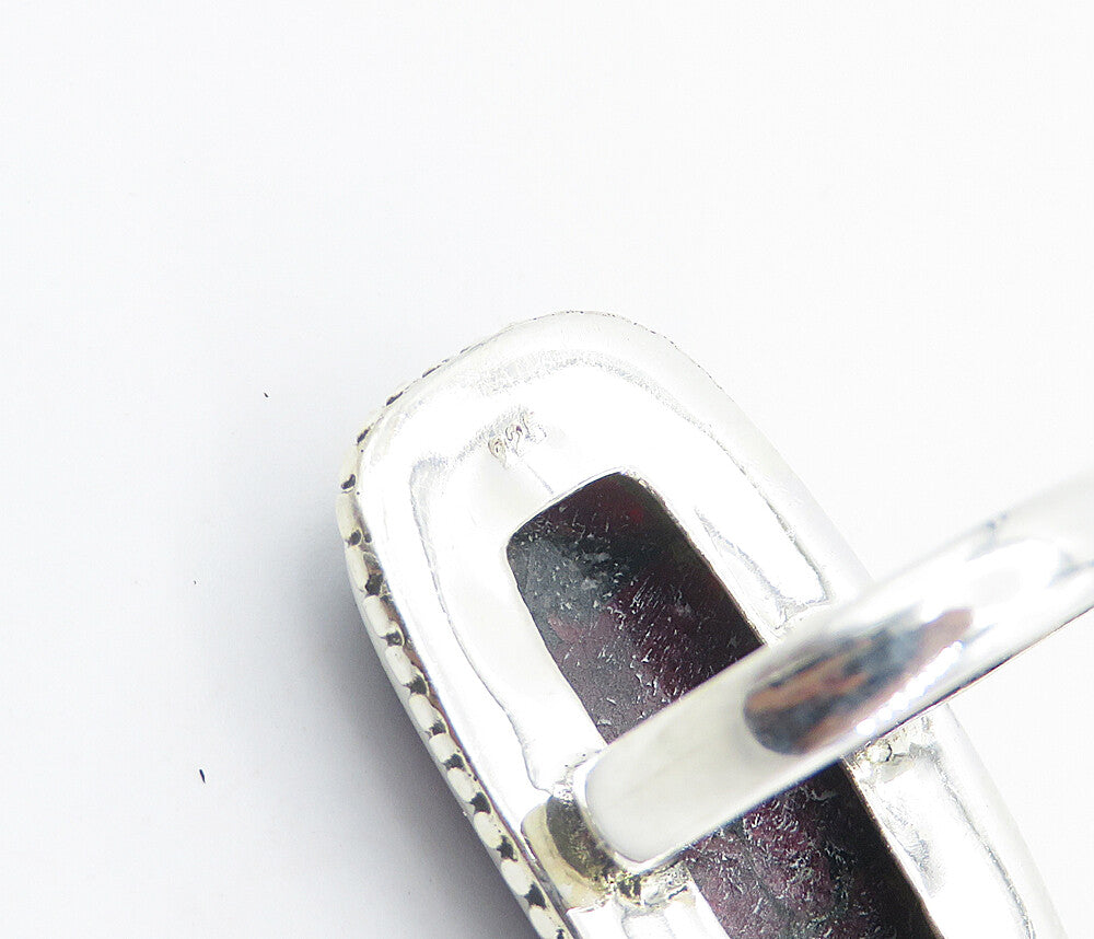 925 Sterling Silver Cabochon Cut Jasper Square Cocktail Ring Sz 6 RG8523