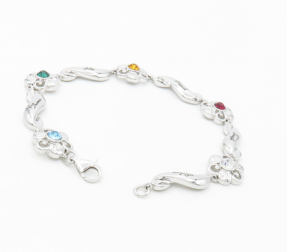 925 Sterling Silver Cubic Zirconia Citrine & Topaz Chain Bracelet BT5803