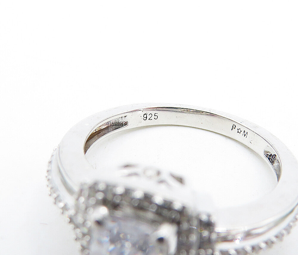 925 Sterling Silver Cubic Zirconia Solitaire With Accents Ring Sz 7 RG4110