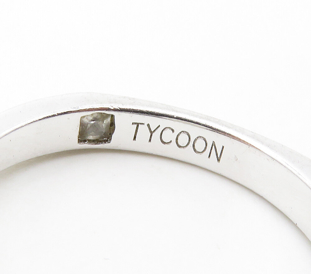 TYCOON 925 Silver Shiny Prong Set Cubic Zirconia Solitaire Ring Sz 6 RG16848