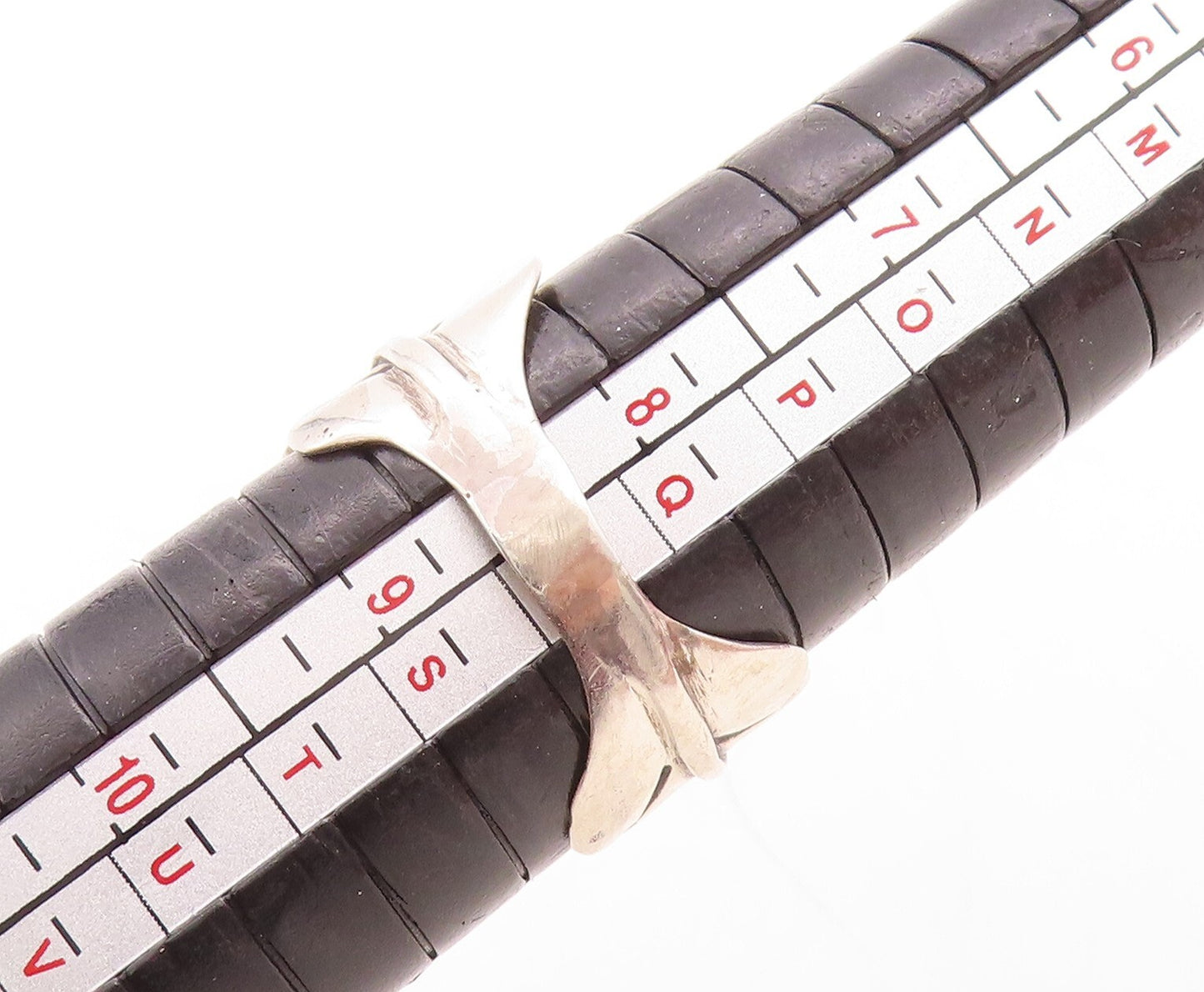 925 Sterling Silver Vintage Ring Cutout Leaf Band Oval Turquoise Sz 8.5 RG31633