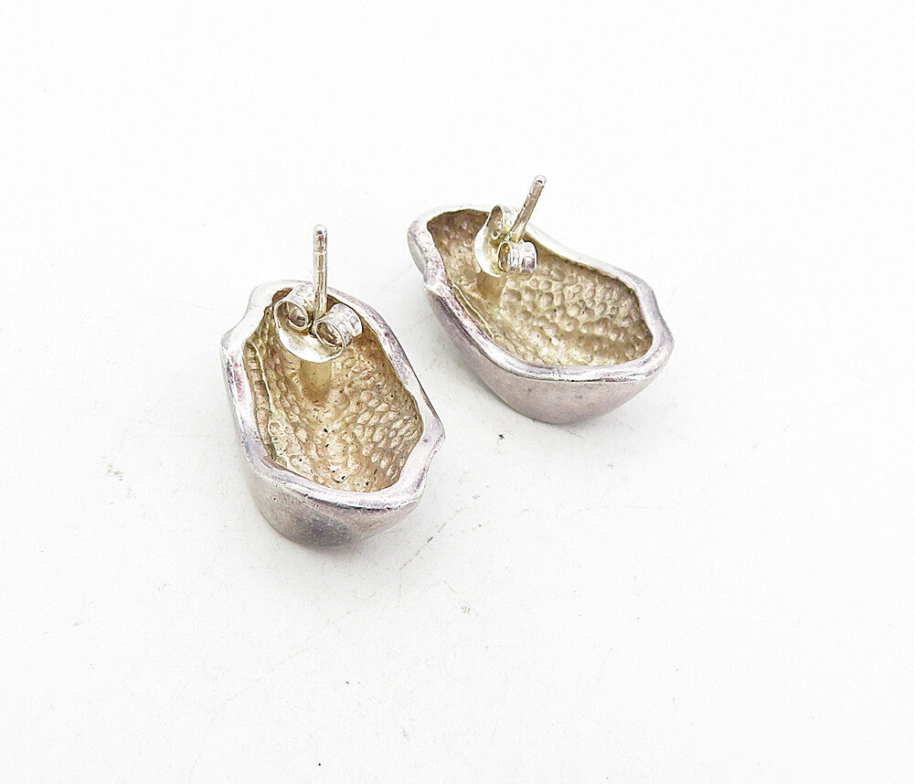 925 Sterling Silver Vintage Dark Tone Sculpted Petite Drop Earrings EG4049