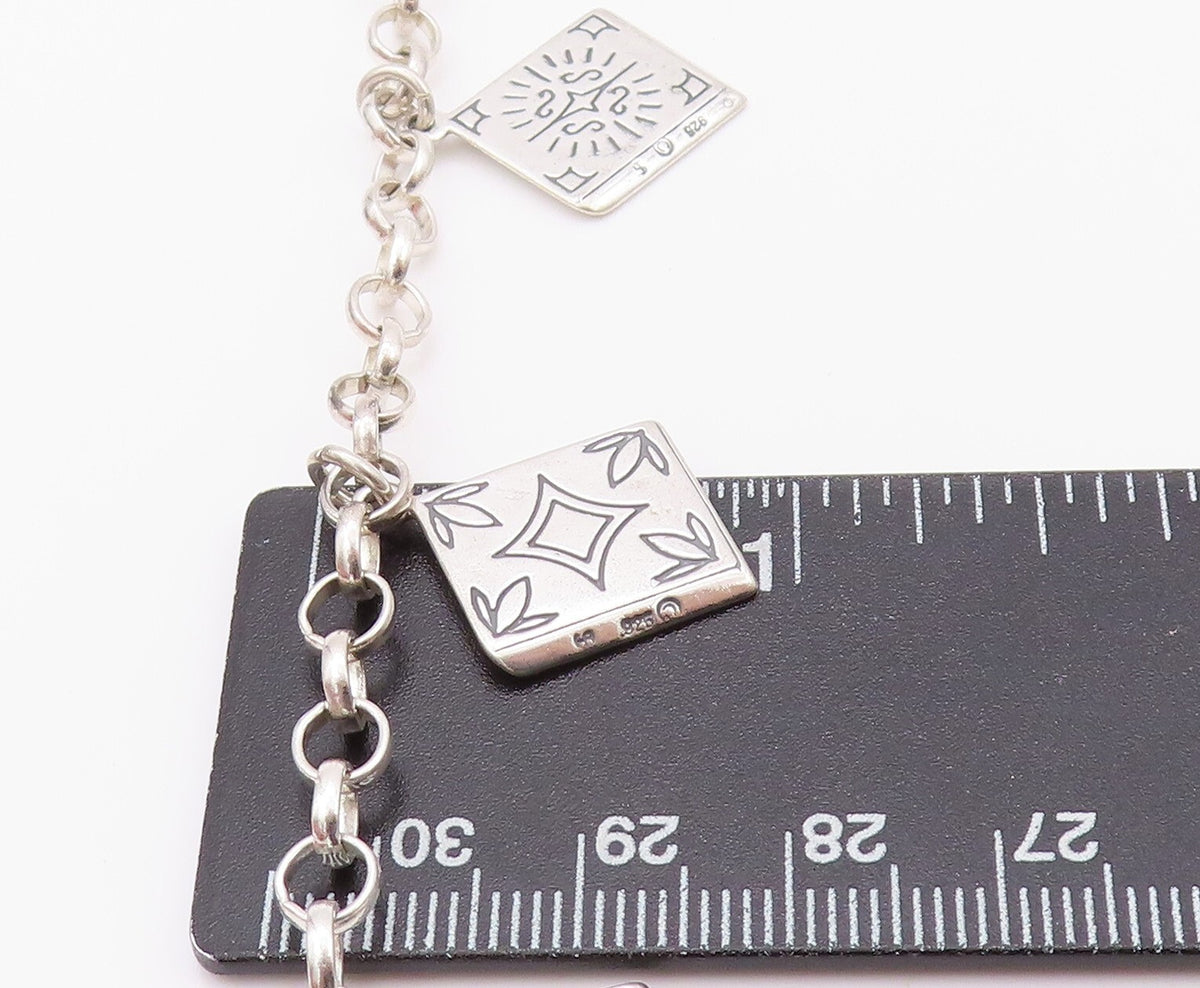 925 Sterling Silver Vintage Bracelet Book Lover Dangling Carved Books BT11131