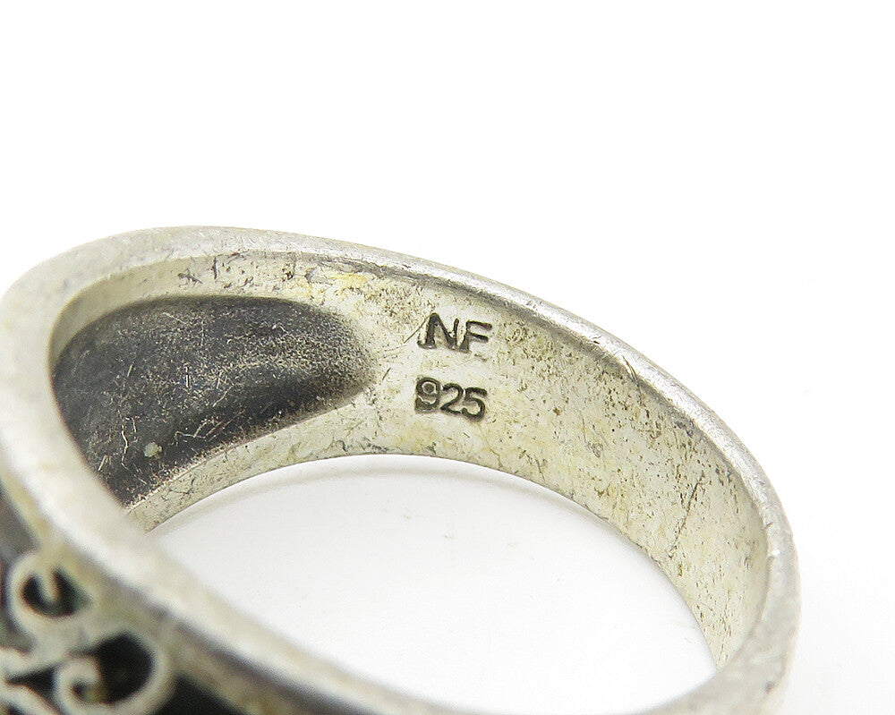 925 Sterling Silver Vintage Dark Tone Baroque Swirl Band Ring Sz 6 RG10820