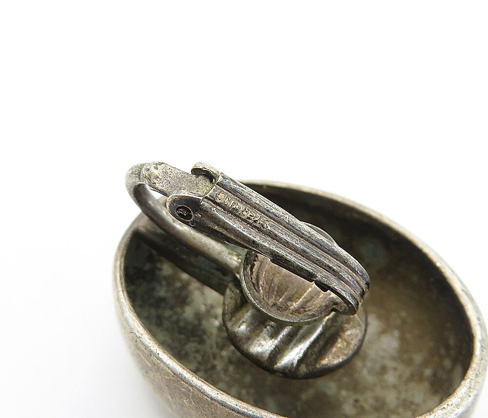 925 Sterling Silver Vintage Dark Tone Minimalist Non Pierce Earrings EG2211