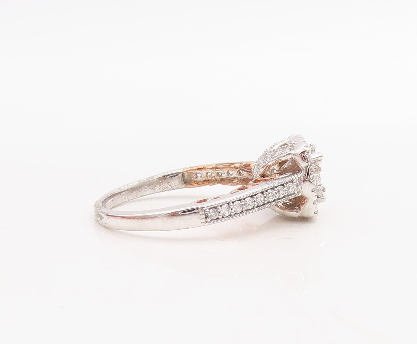 925 Sterling Silver Vintage Ring Designer Princess Cut & CZ Set Sz 7 RG30739