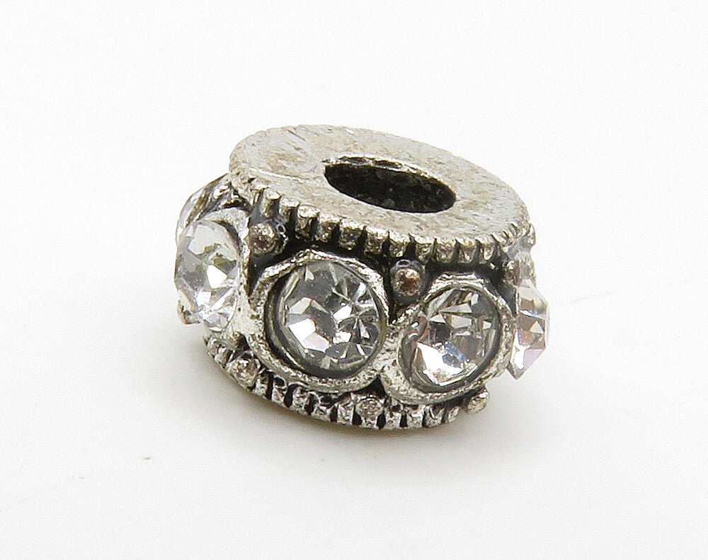925 Sterling Silver Vintage Petite Cubic Zirconia Round Bead Pendant PT11516