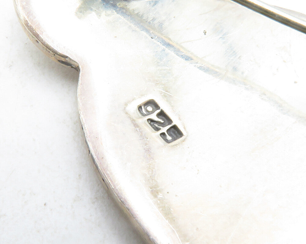 925 Sterling Silver Vintage Oxidized Love Heart Spotted Cat Brooch Pin BP4661