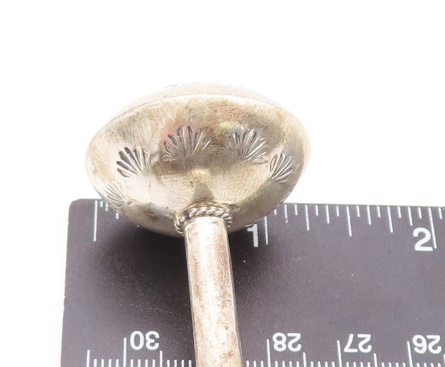 925 Sterling Silver Vintage Toy NAVAJO Solid 3D Carved Rattle (Jingles) TR3730