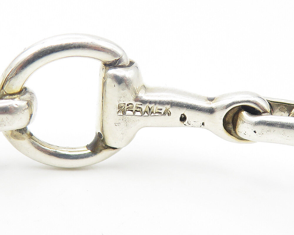 MEXICO 925 Sterling Silver Vintage Shiny Bar Link Bangle Bracelet BT4559