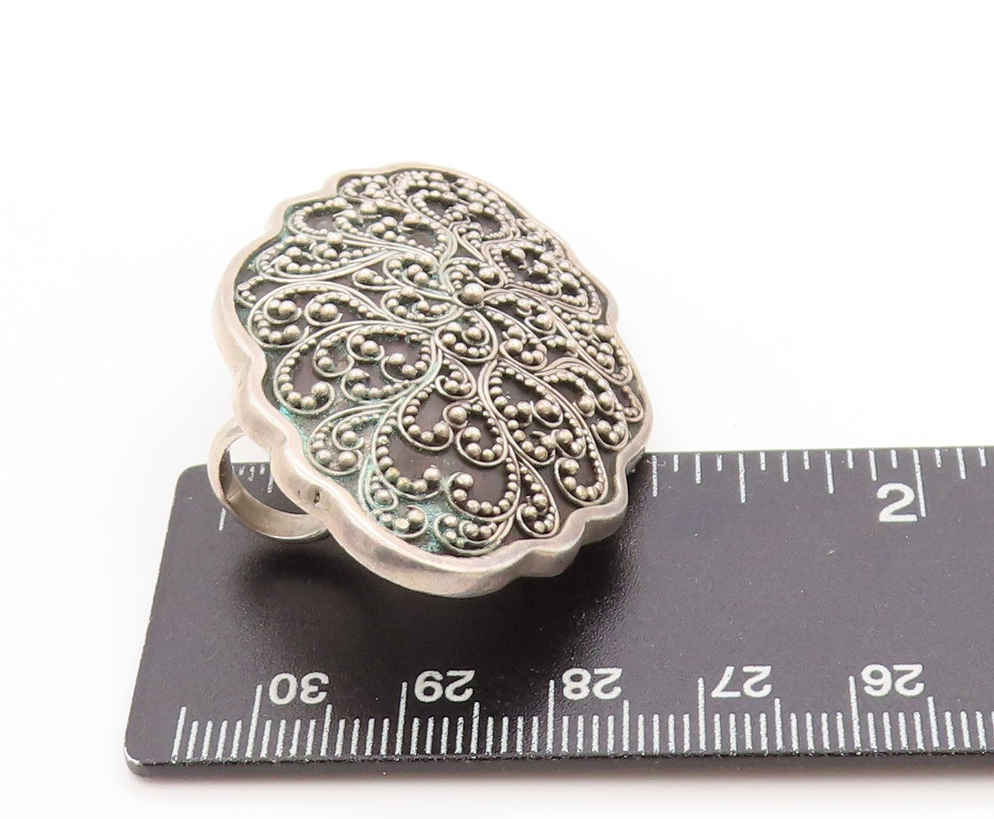925 Sterling Silver Vintage Brooch LOIS HILL Beaded Floral Filigree BP11869